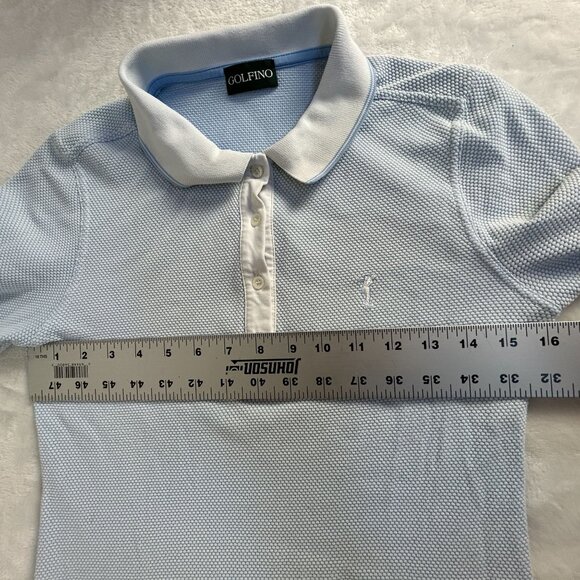 Golfino Womens Light Blue 3/4 Sleeve Gold Polo Shirt Size Medium US 10 Sporty - Picture 6 of 8